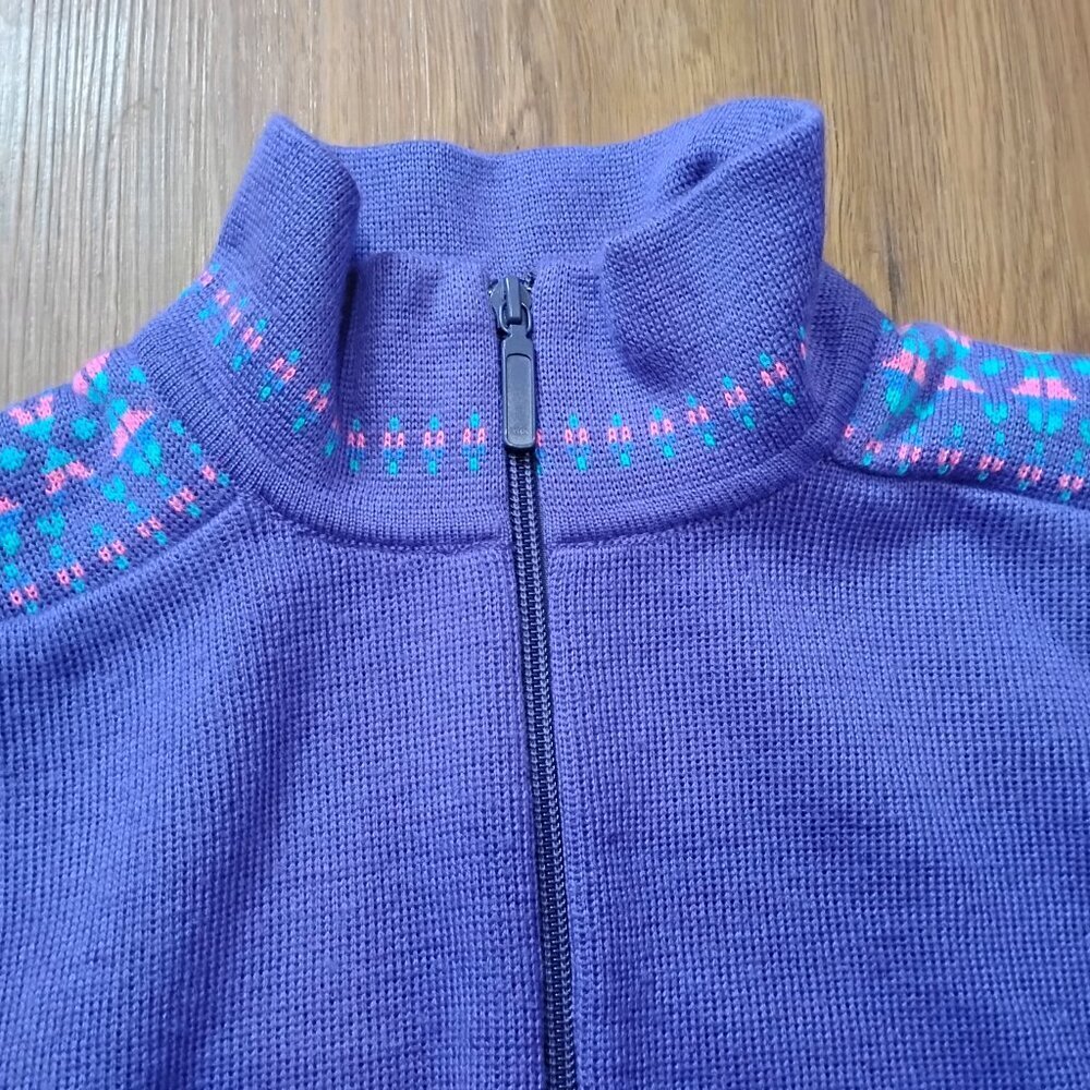 Vintage Meister Nordic Neon Zipper Sweater Jumper Wool Blend